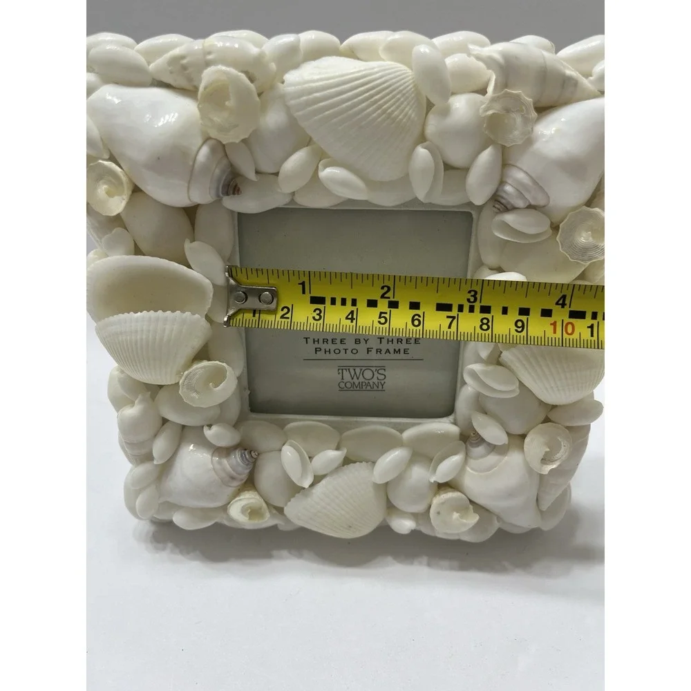 Twos Company White Sea Shell Picture Frame Nautical Shells for 3x3